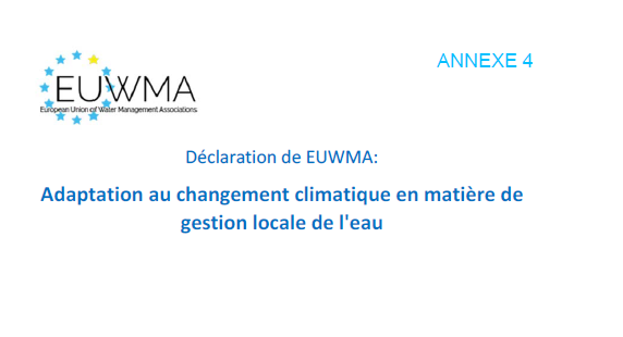 EUWMA annexe 4 Adaptation au changement climatique en matière de gestion locale de l'eau